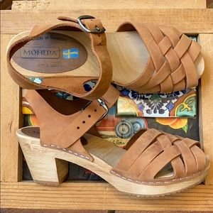 NWOT Sweden Moheda braided clogs, 2.5in heel